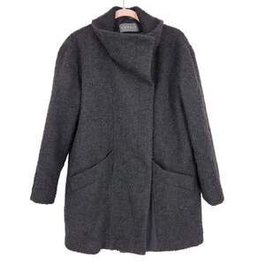 Esprit Wool Blend Boucle Snap Front Coat – Size 8 Black